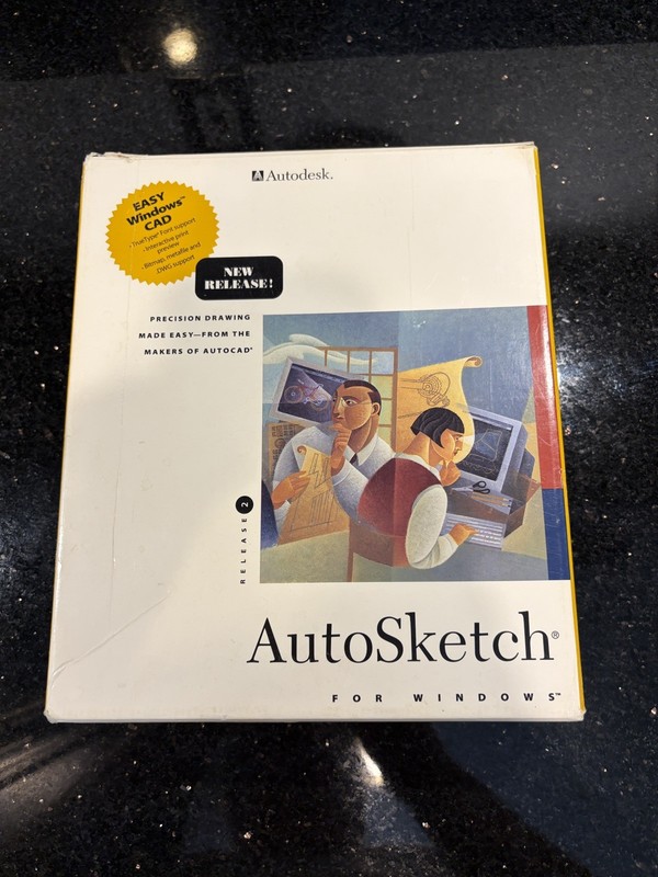 Rare Autodesk Autosketch CAD for Windows Original Software 3.5" Floppy Disk 1994 gallery