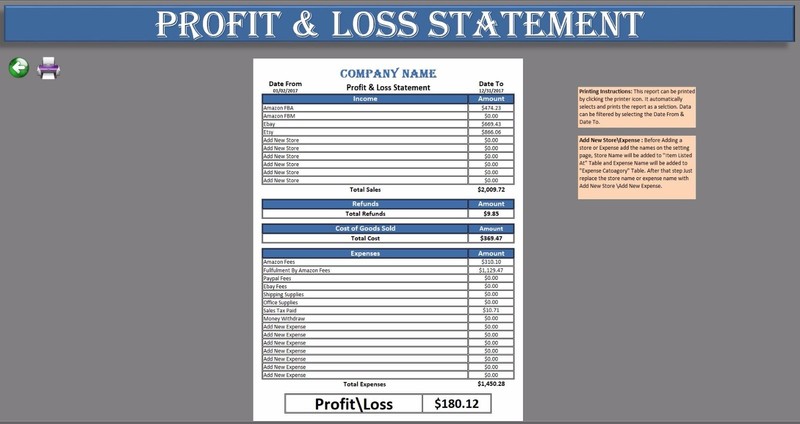 Ebay, Amazon & Etsy Accounting Excel Database (Inventory Pedia) gallery