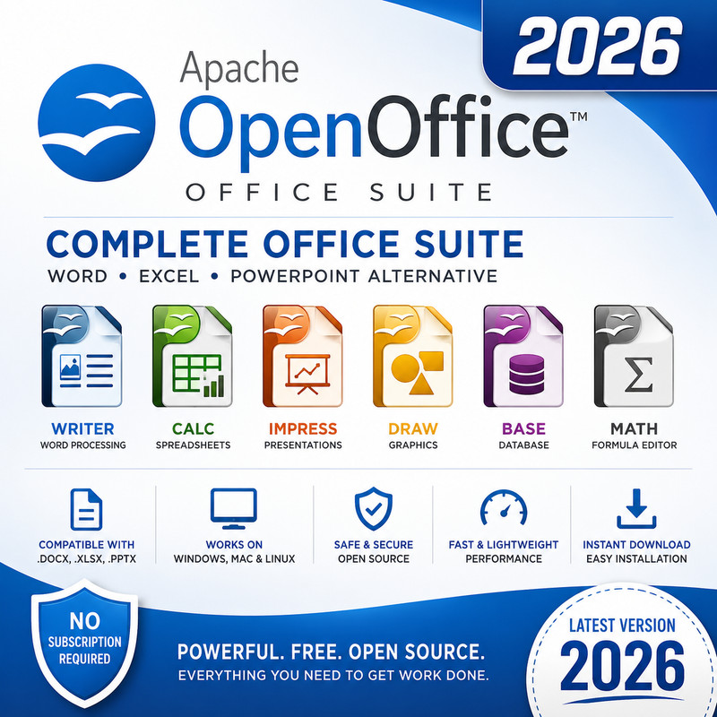 Open Office PRO 2026 - Office Software Suite for Windows USB