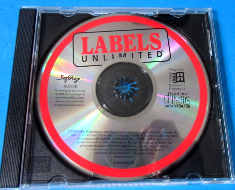Labels Unlimited SoftKey w Manual - Windows 3.1, 95 Jewel Case 1996 gallery