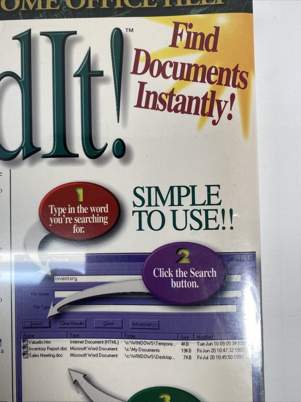 FindIt! Rom Tech Software Home Office Help Windows 95 Find Documents PC Vintage gallery