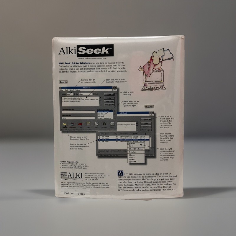NOS RARE Alki Seek 1992 Software Supplement for Microsoft Word 1994 IT HISTORY gallery