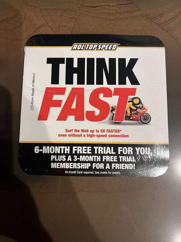 Think Fast AOL Top Speed 6 Month Free Trial CD From 2005 Sealed