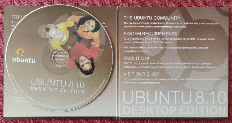 Ubuntu 8.10 Desktop Edition operating system on CD gallery