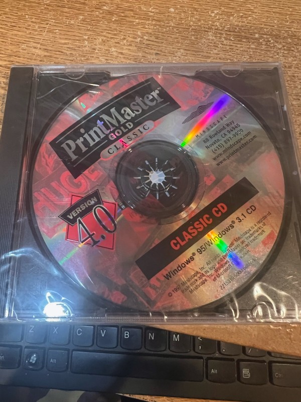 Vtg 1997 Mindscape Print Master Gold classic cd 4.0 window Install CD Disc