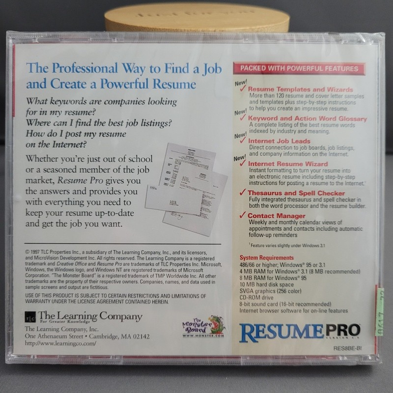 Resume Pro Version 3.0 Creative Office (PC CD-ROM, 1997) *SEALED* gallery
