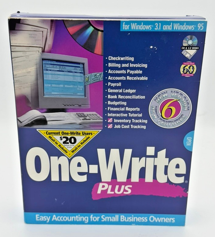 Vtg One-Write Plus v6.01 Accounting Payroll CD/Floppy PC Win 3.1/95 English ADP