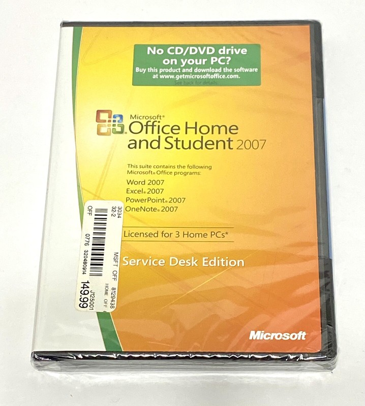 Microsoft Office Home And Student 2007- Service Desk Edition NEW SEALED! 3 PC’s!