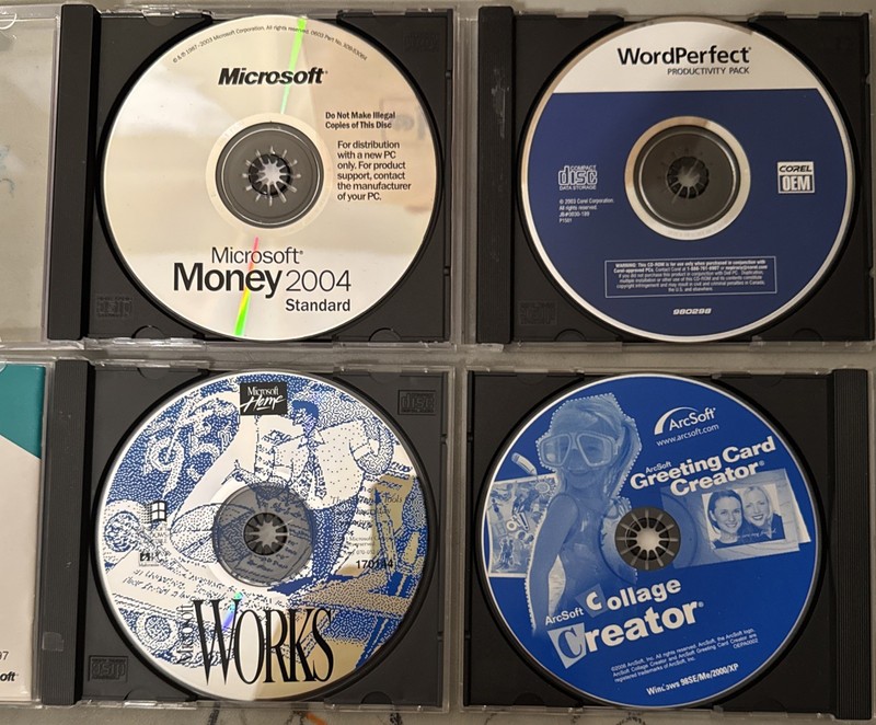 Microsoft Works & Money 2004 PC Software Word Perfect Arcsoft Greeting Card Cr8r gallery