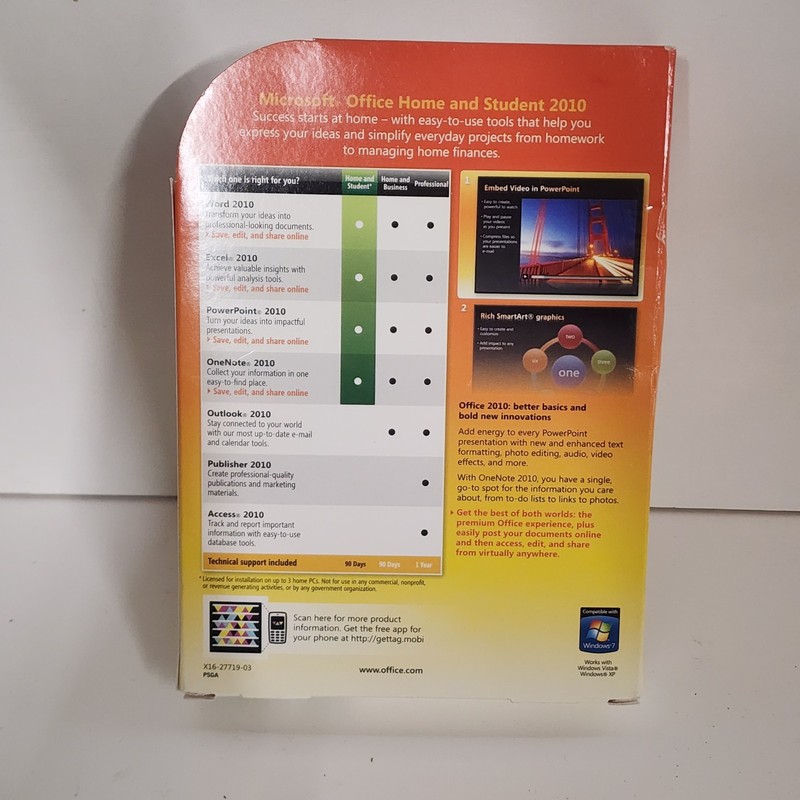 MICROSOFT OFFICE HOME AND STUDENT 2010 FAMILY PACK W/KEY USED DVDROM gallery
