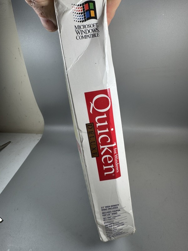 Quicken Deluxe for Windows 95 Vintage PC Software NEW Sealed Damaged Wrap gallery