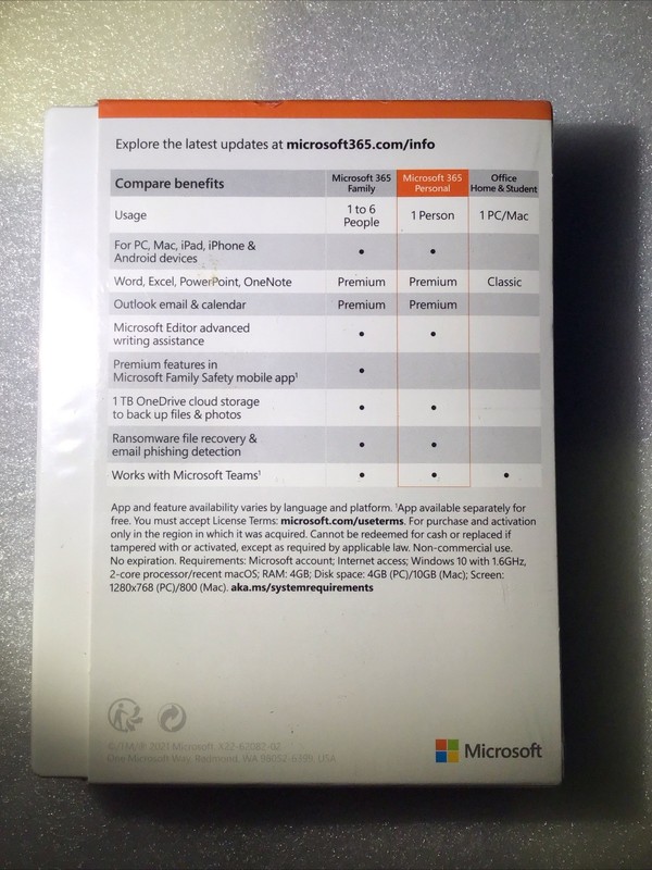 Microsoft 365 Personal subscription package gallery