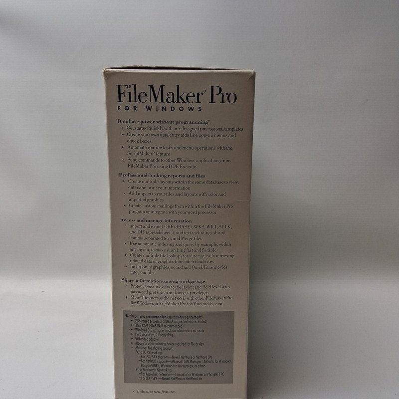 Vintage Claris FileMaker Pro 2.0 for Windows 3.0 gallery