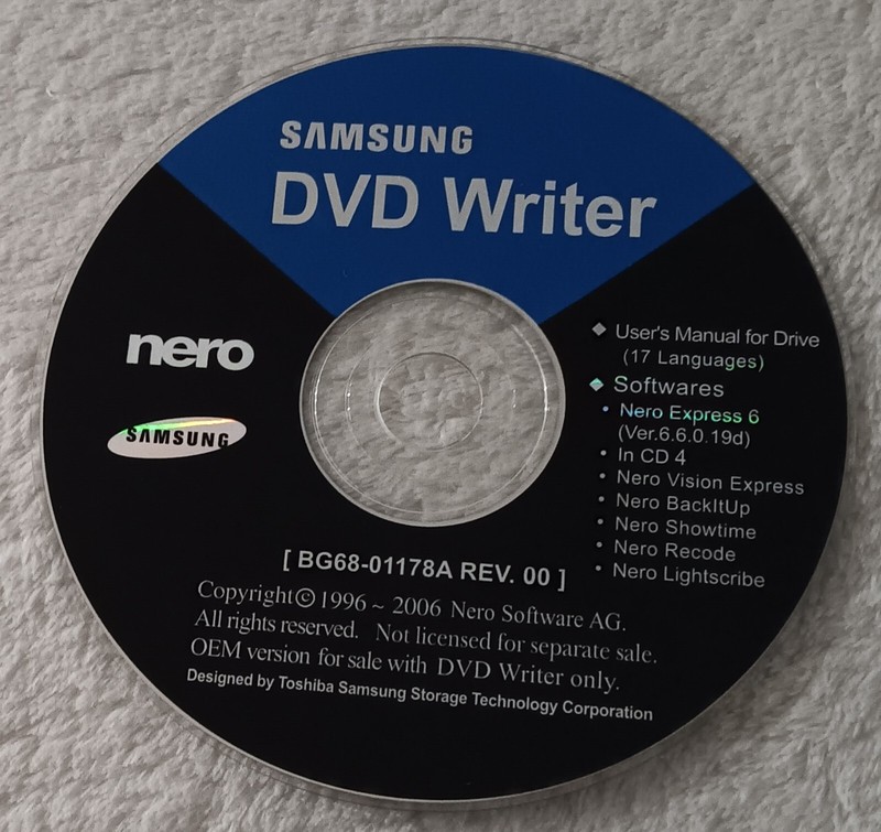 samsung DVD Writer NERO Express 6 Pc Computer CD-Rom DVD Burning Software