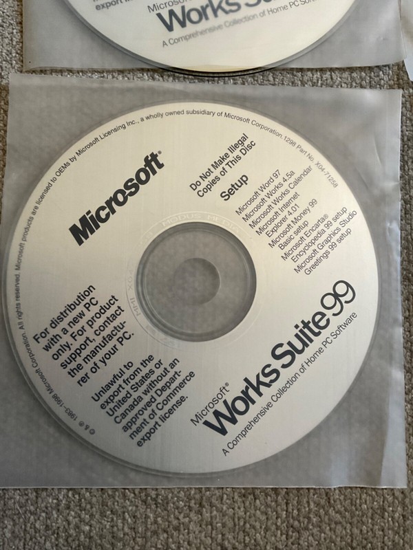 Microsoft Works Suite 99 4 Disc Set Word 97 Works 4.5 etc Money Graphics Setup gallery