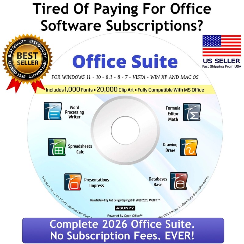 Open Office Software Suite for Windows Word Processing Home Student Business DVD
