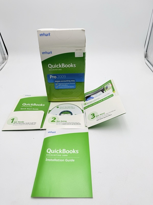 Intuit QuickBooks Pro 2009 Accounting Software Windows Complete W/ Manuals & Key