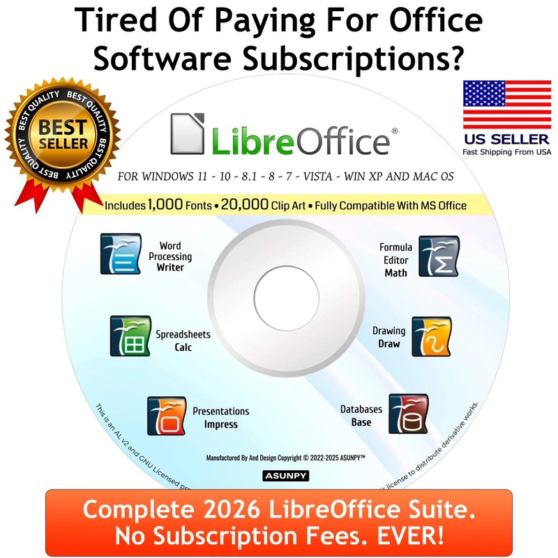 Libre Office For Windows 11 10 8 7 – Complete Office Suite – No Subscription NEW