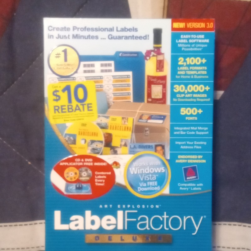 Art Explosion Label Factory Deluxe 3.0 PC CD-ROM Office Software