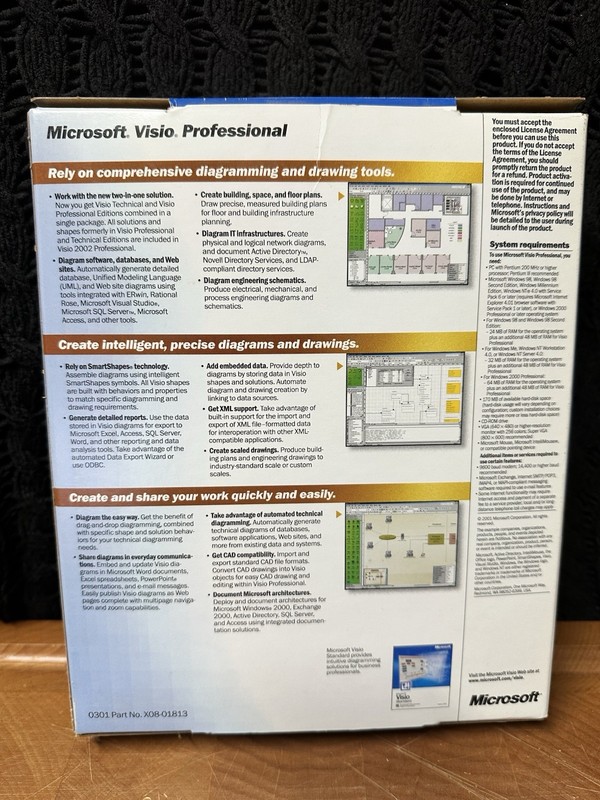 VINTAGE - Microsoft Visio Professional Version 2002 -Big Box Software PC Windows gallery