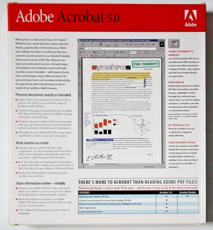 Adobe Acrobat 5.0 for Windows XP Vintage Computer Software 22001438 #9e6 gallery