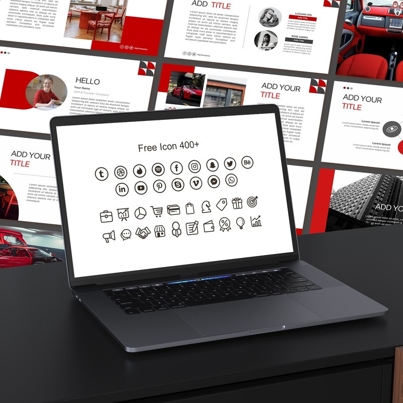Red PowerPoint Template - Modern Business & Car Presentation Slide Deck gallery