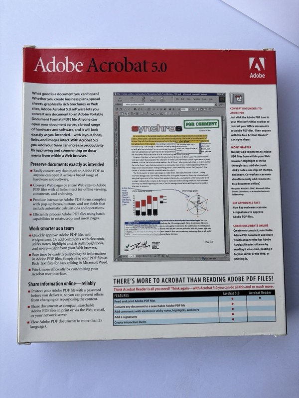 Adobe Acrobat 5.0 Full Retail Version CD w/ Product Key Windows Mac Big Box gallery