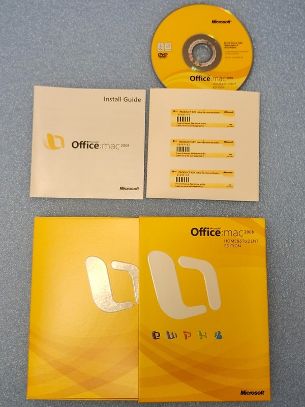Microsoft MS Office Mac 2008 Home & Student Edition w/ 3 Product Keys