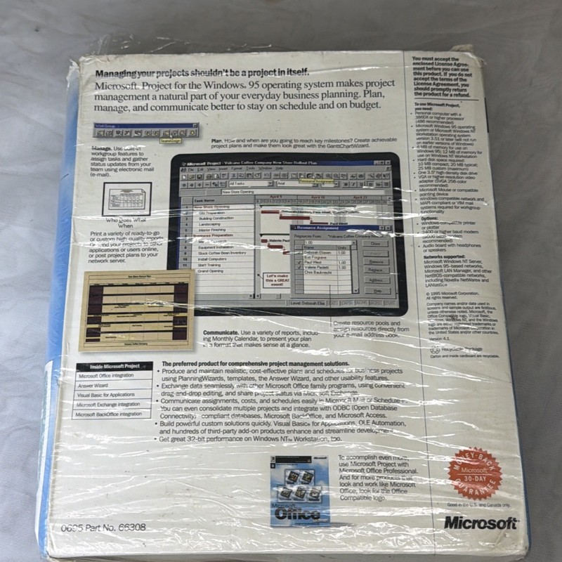 Rare Vintage Microsoft Project Designed for Windows 95 New / Open Box gallery