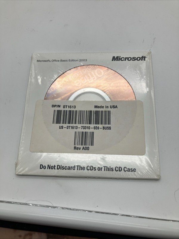 Microsoft Office Basic Edition 2003 CD Disc With Product Key – Dell Genuine