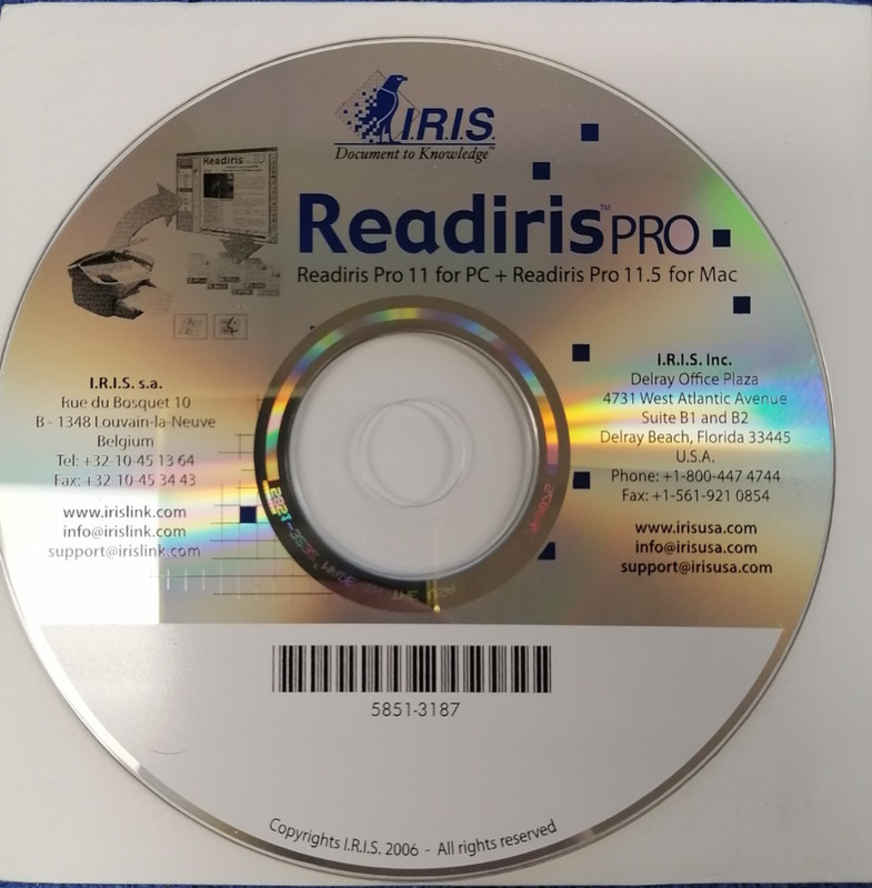 IRIS Readiris Pro 11 For PC + Readiris Pro 11.5 For Mac Installation CD