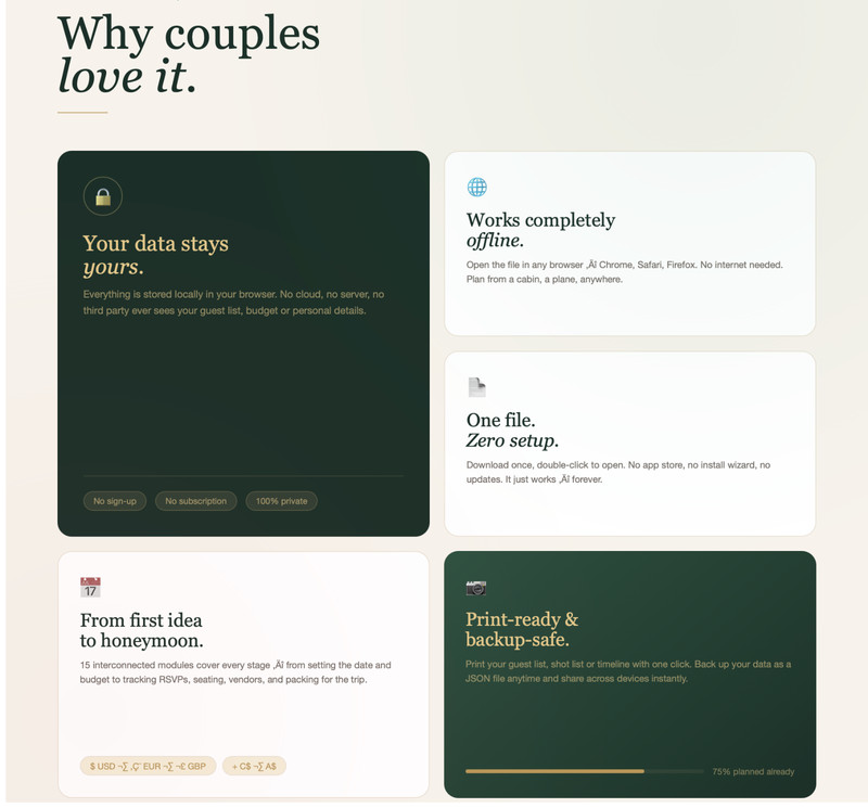 Digital Wedding Planner | Wedding Planning Tool with Countdown, Budget, Guests, gallery