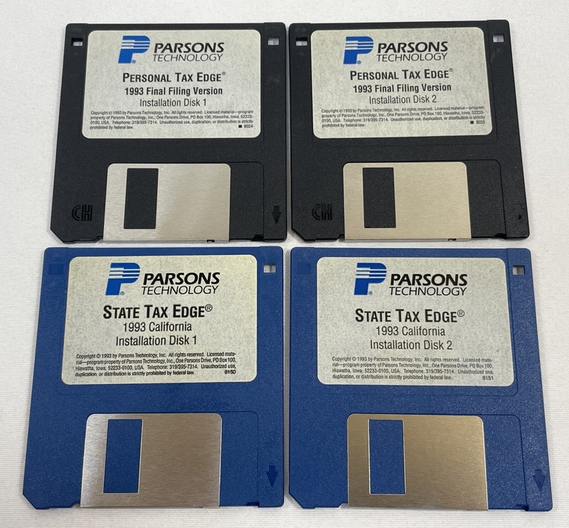 Vintage 1993 Parsons Technology Software State & Personal Tax Edge 3.5″ Floppy 4