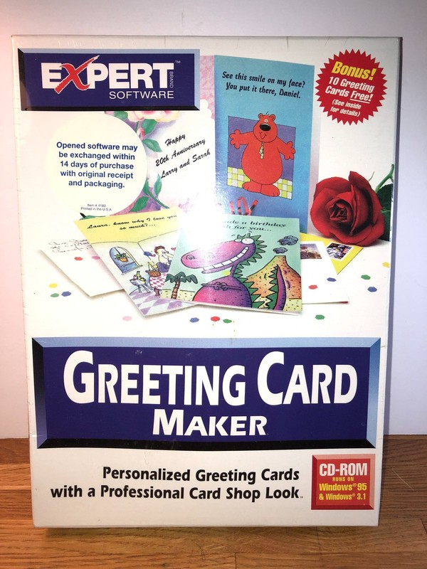 Expert Greeting Card Maker PC CD-ROM 1995 Utility Software New Sealed Big Box