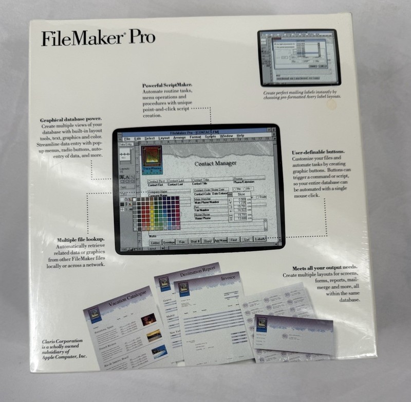 Vintage Claris FileMaker Pro 2.0 for Windows 3.0 Sealed Promotional Copy gallery