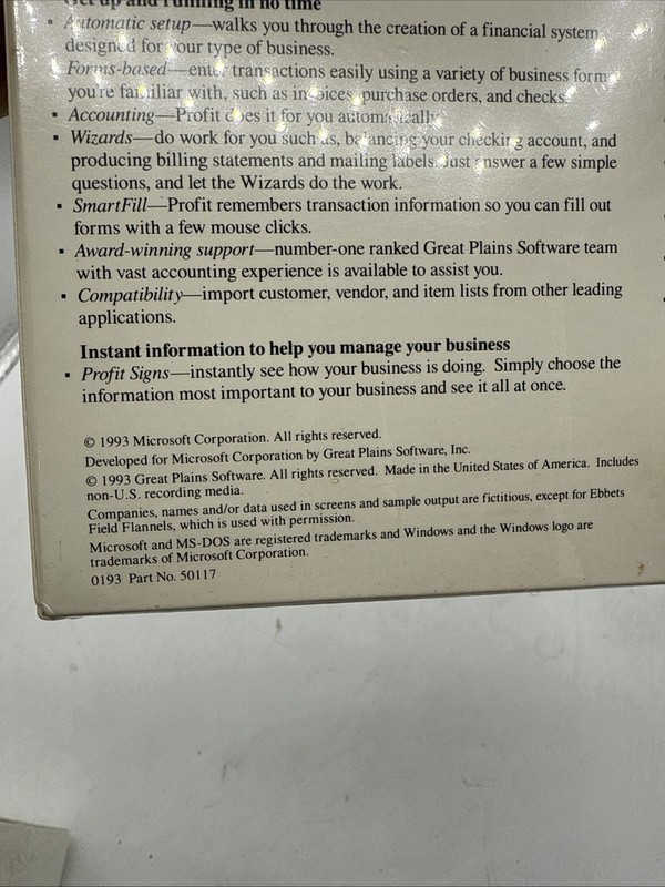Microsoft Profit Business Management Accounting Software DOS Windows Rare SEALED gallery