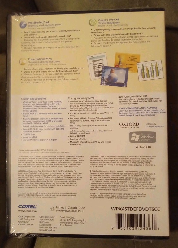 New Sealed Corel WordPerfect Office X4 Standard Ver Quattro Pro Presentation gallery