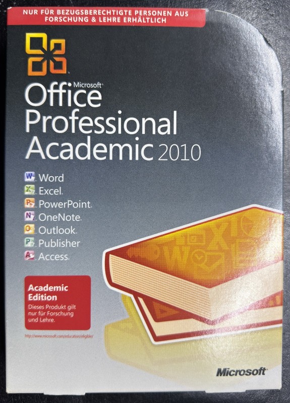 Microsoft Office Professional 2010 Academic – DVD German – Original Packaging + PKey – T6D-00014