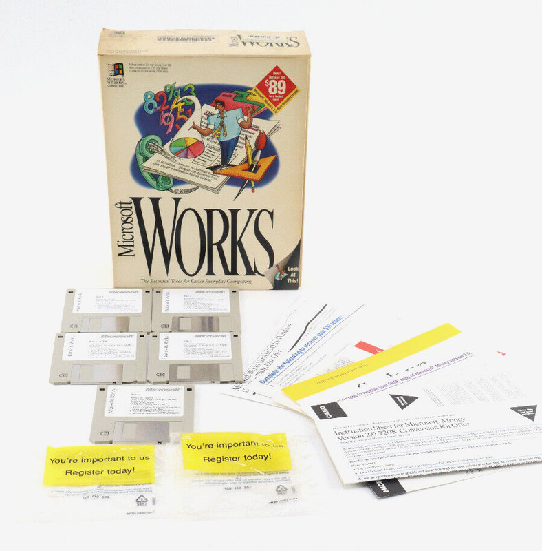 Microsoft Works 3.0 For MS-DOS and Windows 3.1 Vintage 3.5” Disks