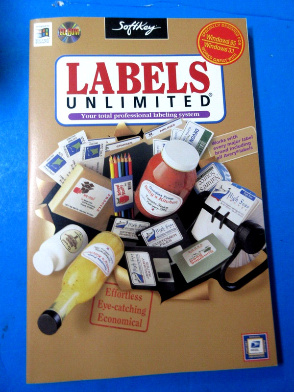 Labels Unlimited SoftKey w Manual - Windows 3.1, 95 Jewel Case 1996 gallery