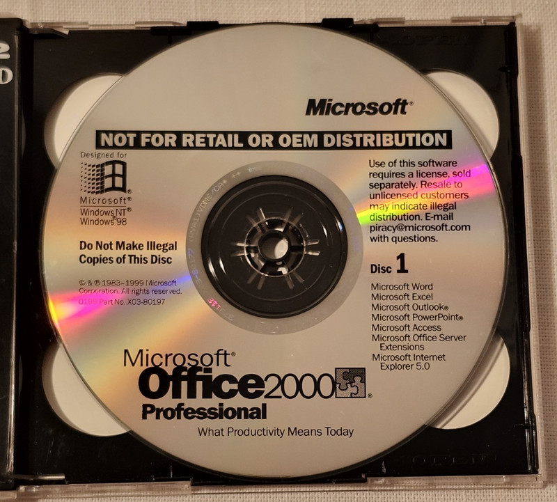 Microsoft Office 2000 Professional 2 Discs PC/Computer With Product Key