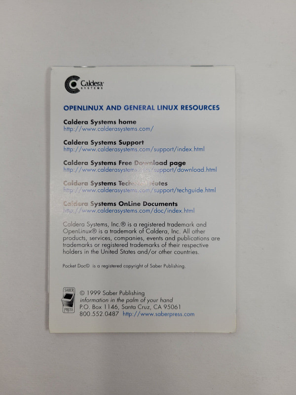 Linux 2.2 Pocket Doc Quick Tips Caldera Systems 3.25" x 5.5" Booklet Guide gallery