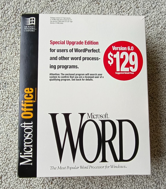 Microsoft Word Version 6.0 Special Upgrade Ed for Windows 3.5” High Density 1993 gallery