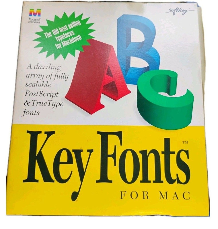 Vintage 1994 Key Fonts For Mac 3.5″ HD 1.44 MB Disk Typefaces Macintosh Computer