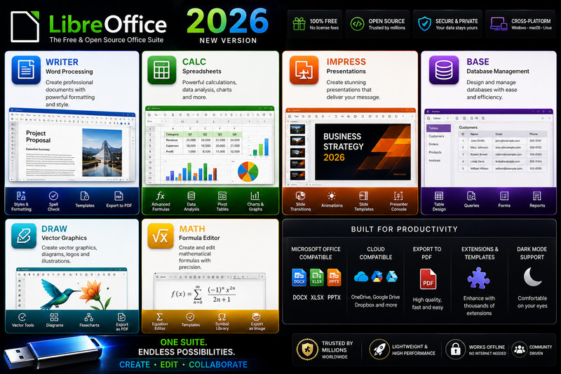 LibreOffice 2026 Software Suite Windows ~ Word Process, Home Student Business CD gallery