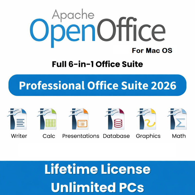 Open Office Home and Student 2026 for MacOS - Full 6 in 1 Office Suite, USB