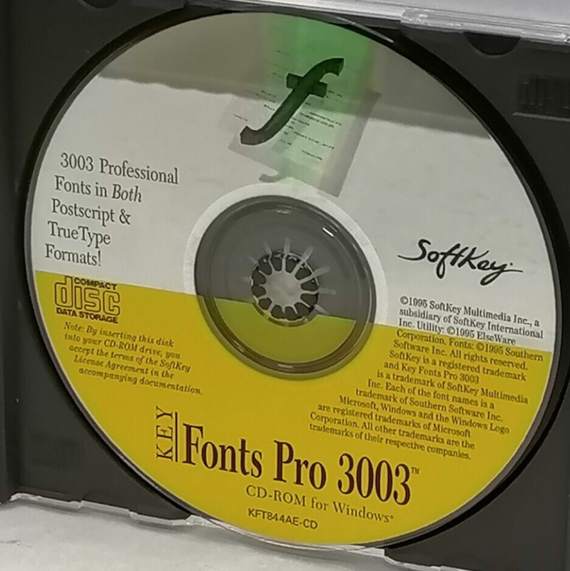 Vintage 1995 SoftKey Fonts Pro 3003 CD-ROM Software P/N: KFT8AE-BI gallery