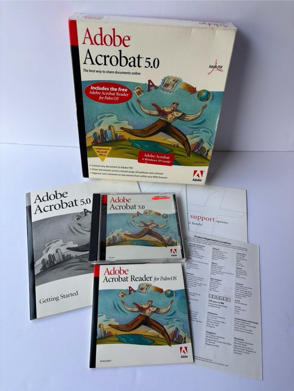 Adobe Acrobat 5.0 Full Retail Version CD w/ Product Key Windows Mac Big Box
