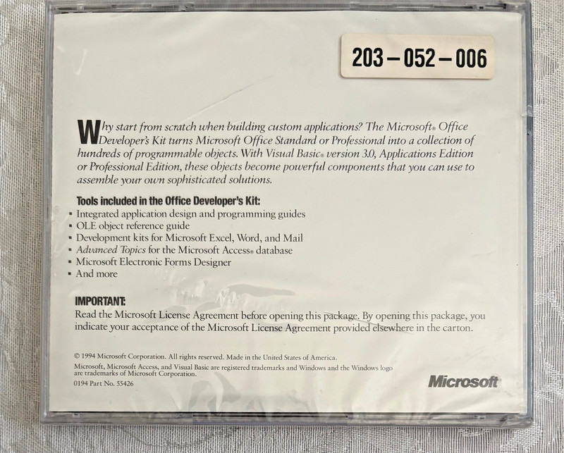 Microsoft Office Developer's Kit CD-ROM 1994 Word Excel PowerPoint New & Sealed gallery