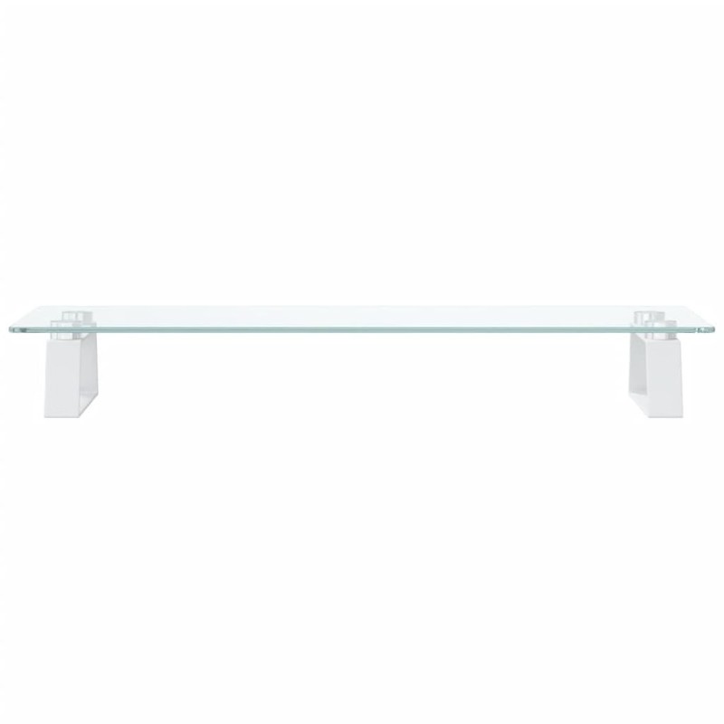 Monitor Stand White 23.6"x7.9"x3.1" Tempered Glass and Metal gallery